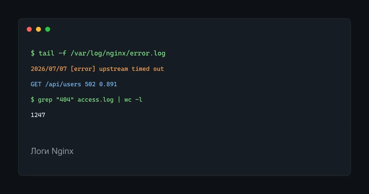 Логи Nginx: как читать ошибки и находить проблемы Логи Nginx: как читать ошибки и находить проблемы — обложка, Linux