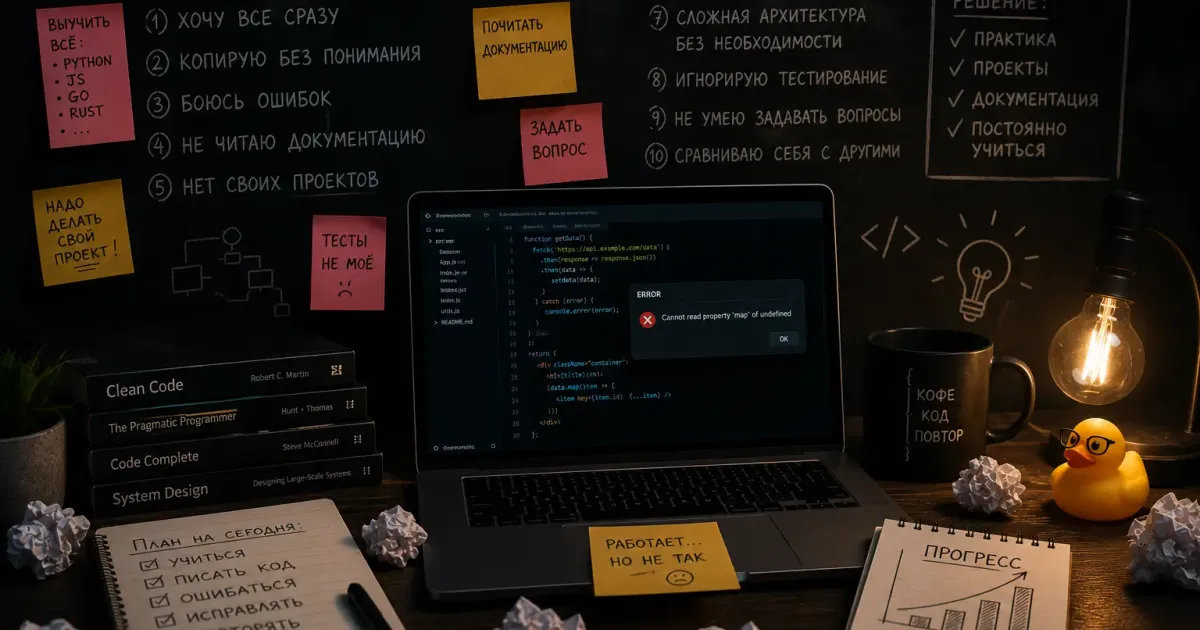 Ошибки, которые совершают почти все начинающие разработчики — обложка, Разработка